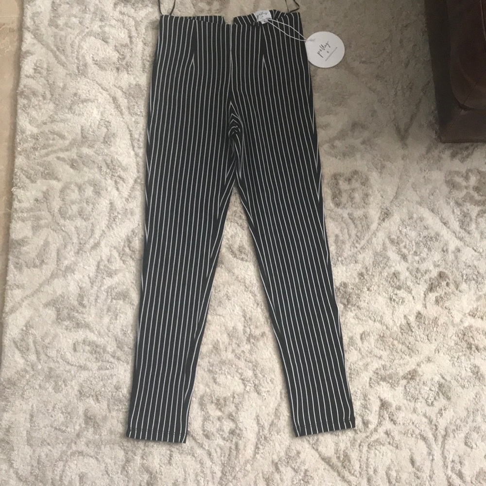 Black white stripped pants brand new